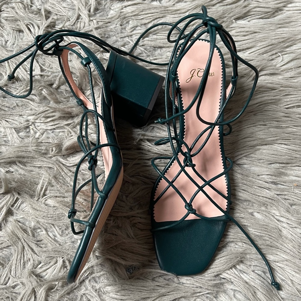 NEW J Crew Teal Blue Leather Sandals 7